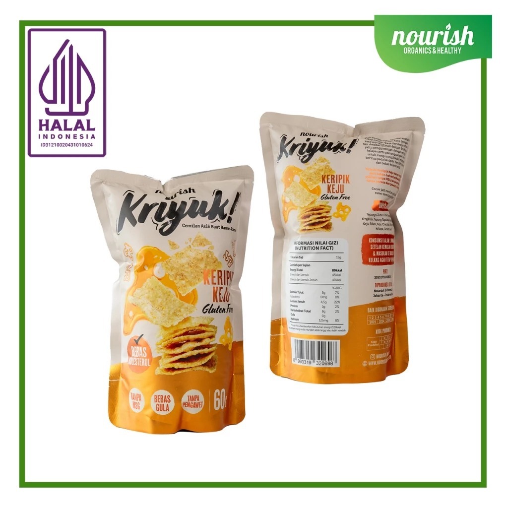 

KRIYUK! Keripik Keju Edam Gluten Free Bebas Kolesterol, NO MSG 60g