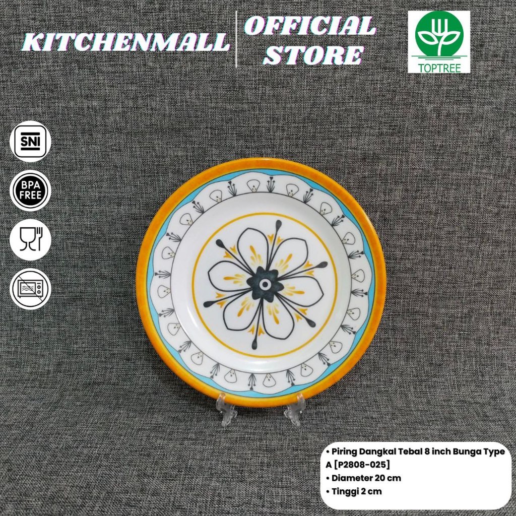 TOPTREE Piring Melamin 8 Inch Motif - Type P2808