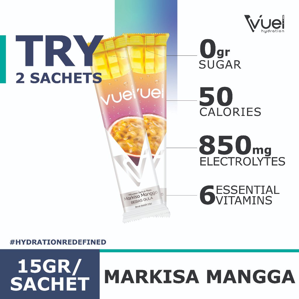 

Vuel Hydration Electrolytes Drink Mix - Mango Passion Fruit - 2Pcs Trial