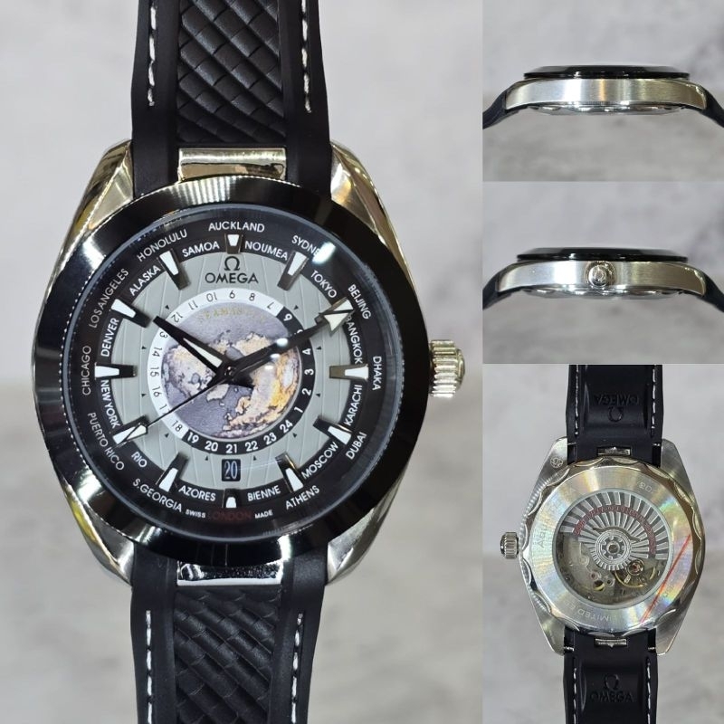 Jam tangan analog pria omega seamaster aqua terra strap karet automatic japan premium diameter 42mm