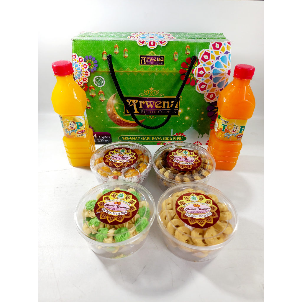 

HAMPERS PAKET KUE LEBARAN 2 SIRUP 4 KUE HAMPERS LEBARAN PAKET KUE ARWENA