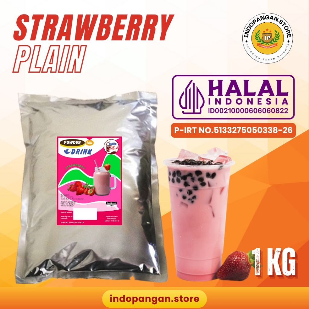 

Powder Rasa Strawberry 1 Kg (PLAIN) Kemasan Foil - Bubuk Minuman Rasa Stoberi 1 Kg