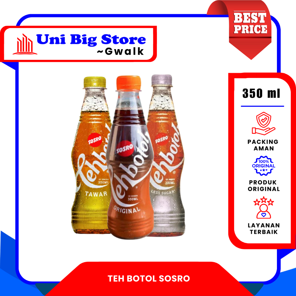 

TEH BOTOL SOSRO ORIGINAL TAWAR LESS SUGAR - 350 ml