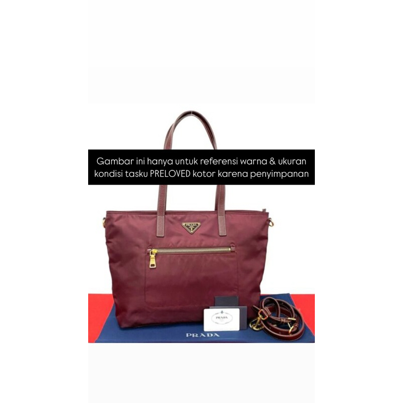 [PRELOVED] Prada Tessuto Nylon Shoulder Bag Burgundy Original