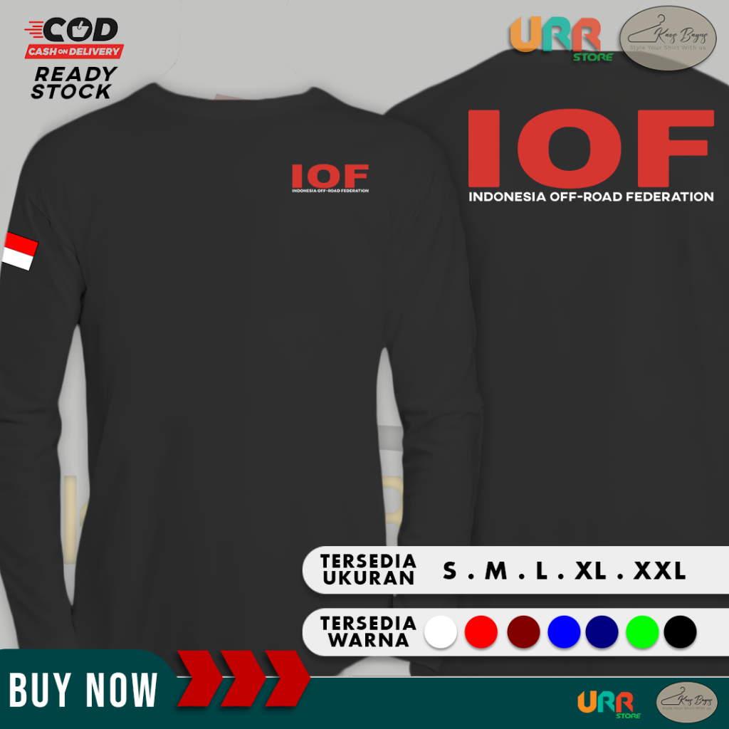 Kaos Baju IOF Indonesia Off-Road Federation | LENGAN PANJANG | Cotton Combed 30s