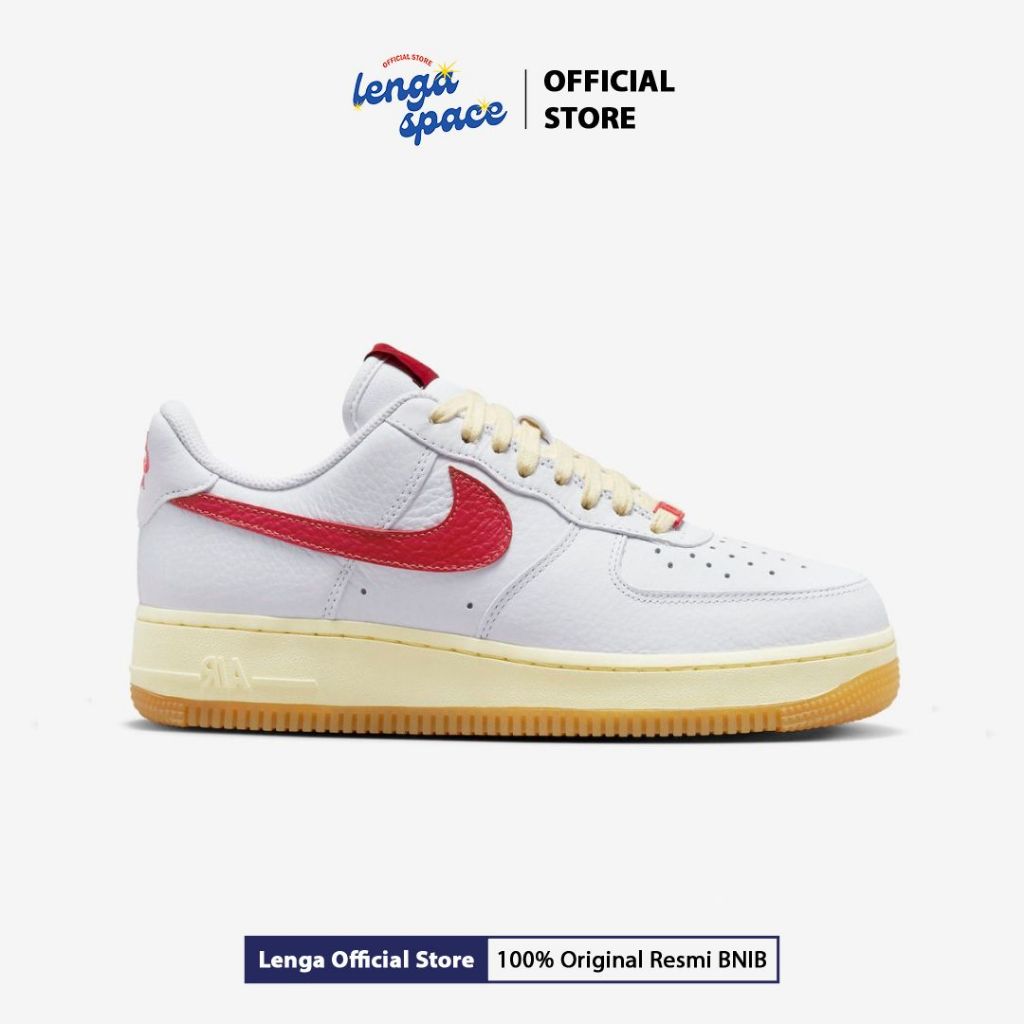 Sepatu Sneakers Wanita N I K E Air Force 1 Low -White/Red (FN3493-100) ORIGINAL
