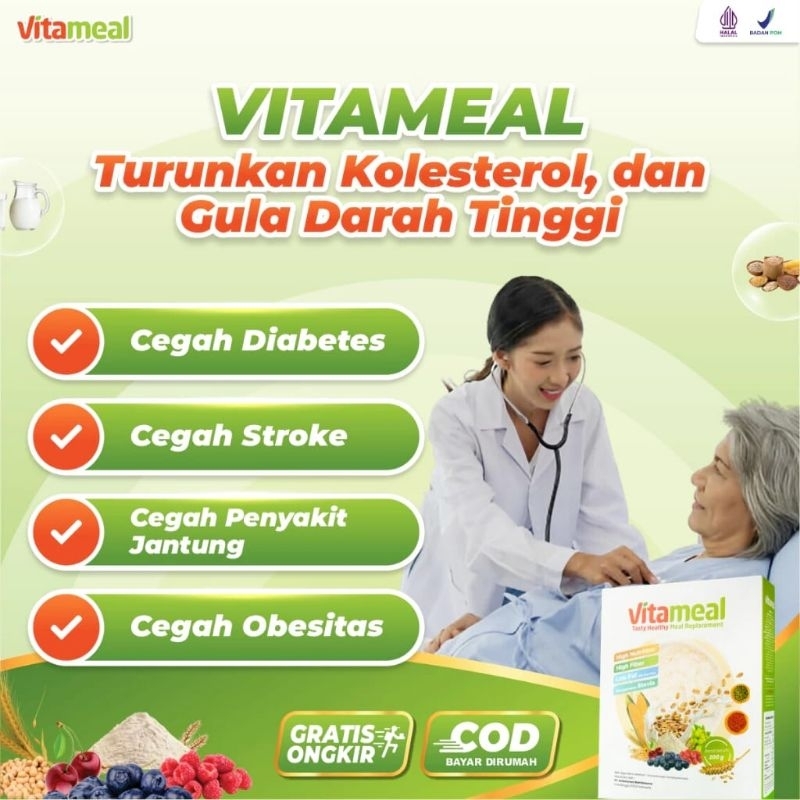 

Vitameal Turunkan Kolesterol dan Gula Darah Tinggi Cegah Diabetes 1 box 200gr ORIGINAL