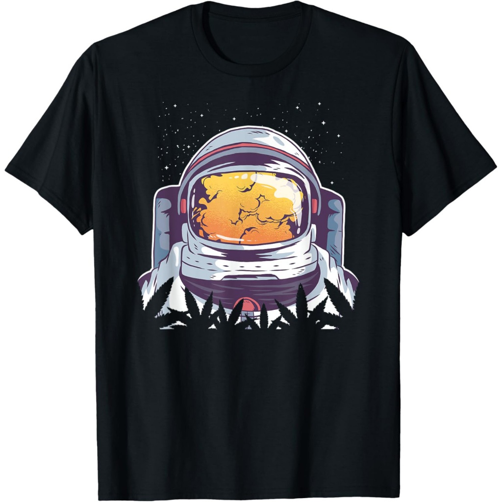 Kaos Astronot Lucu Merokok Ganja