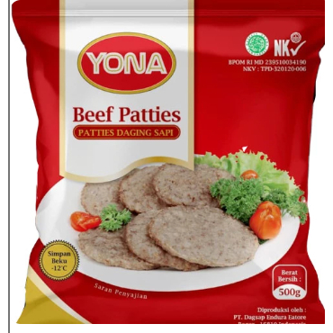 

Yona Beef Patties 500g Isi 10 Daging asli Burger Frozen