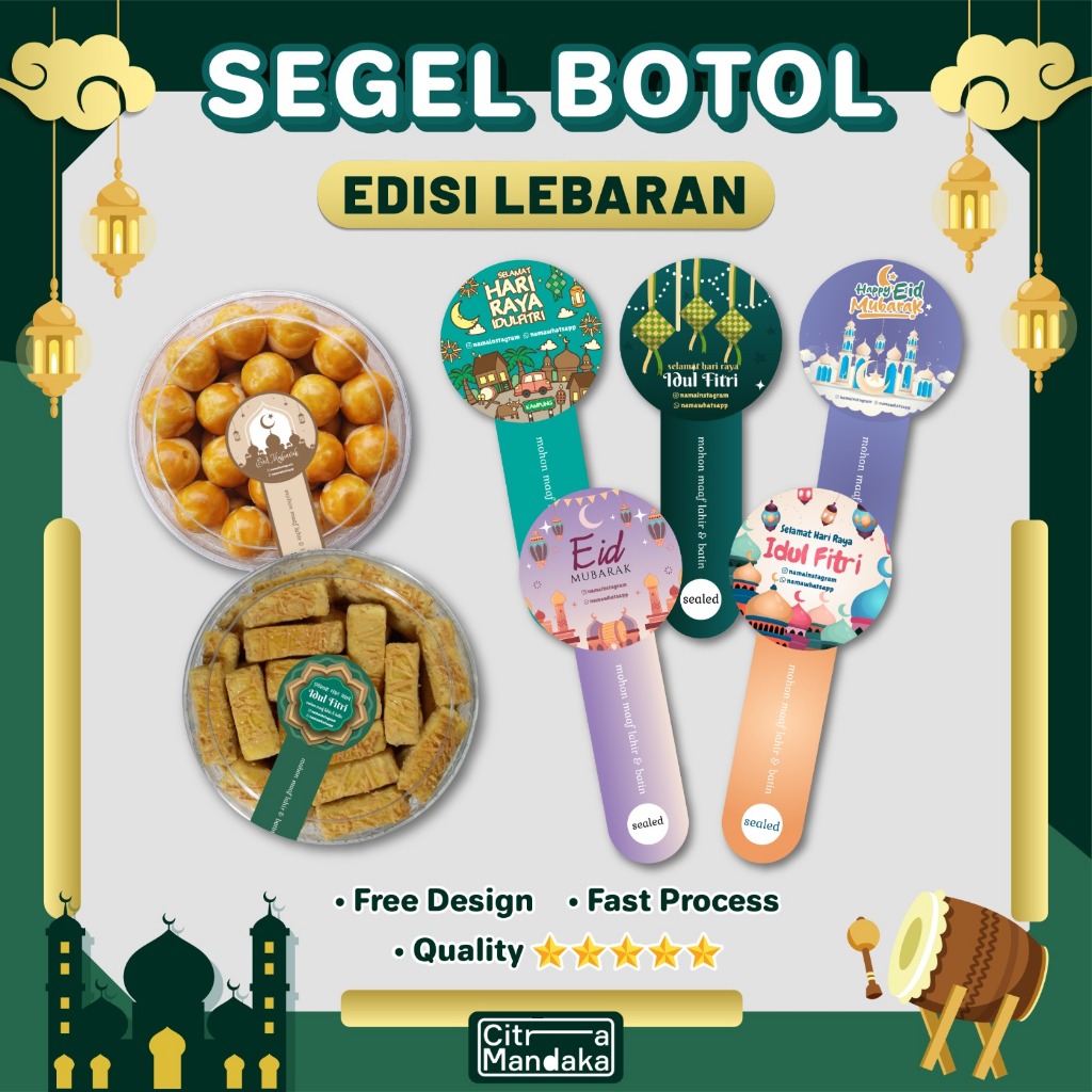 

Stiker Toples Kue Kering Lebaran Idul Fitri Free Design | Stiker Custom Segel Botol | Sticker Label Makanan