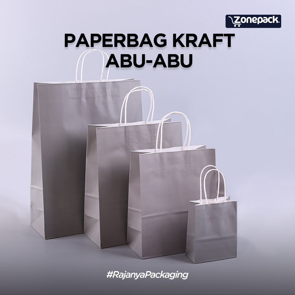 

Paperbag Kraft Polos Warna Abu | Paperbag Shopping Bag | Tas Kertas Polos Kraft | Paper Bag Kado souvenir wedding packing olshop