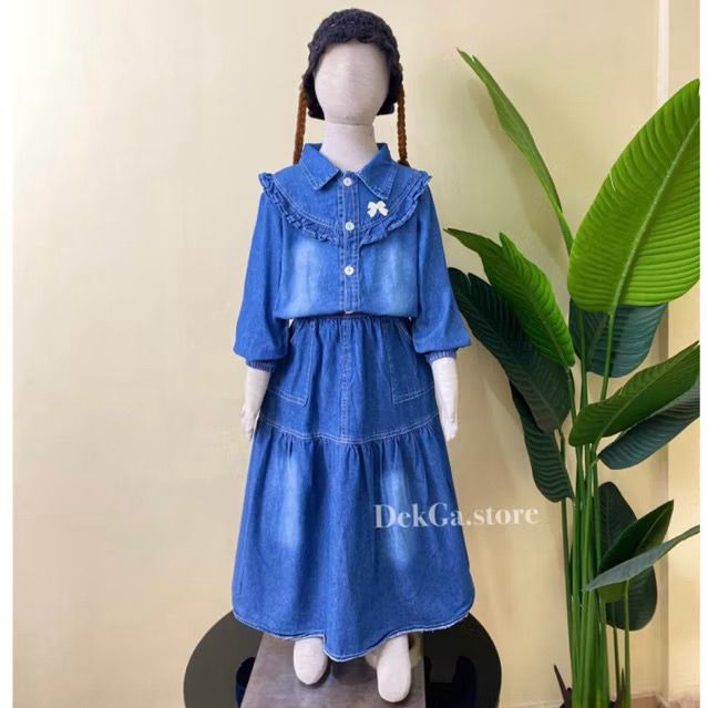 Alesha Setelan Rok jeans Anak perempuan baju muslim anak 3-10tahun