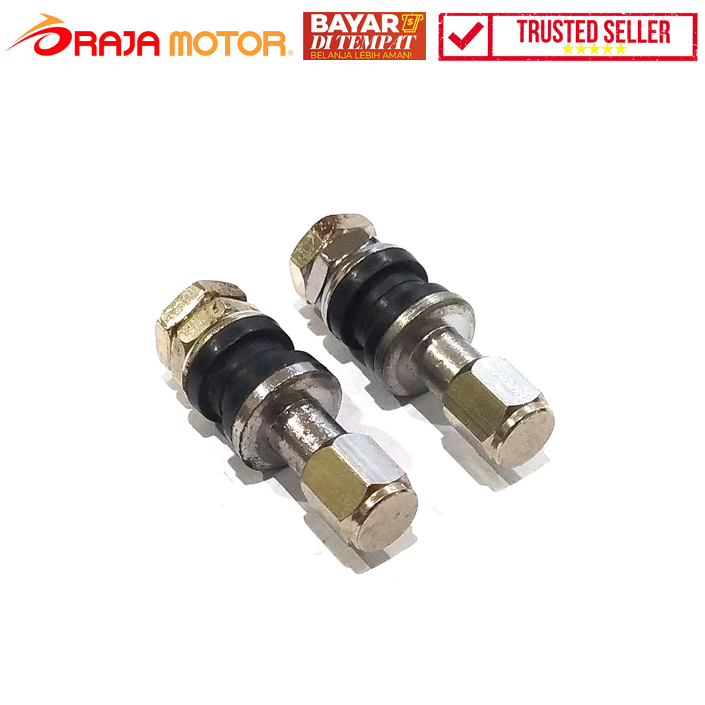 Pentil Tubeless Ban Motor Model Pendek Bukaan Dalam dengan Tutup Pendek 2 Pcs - Chrome