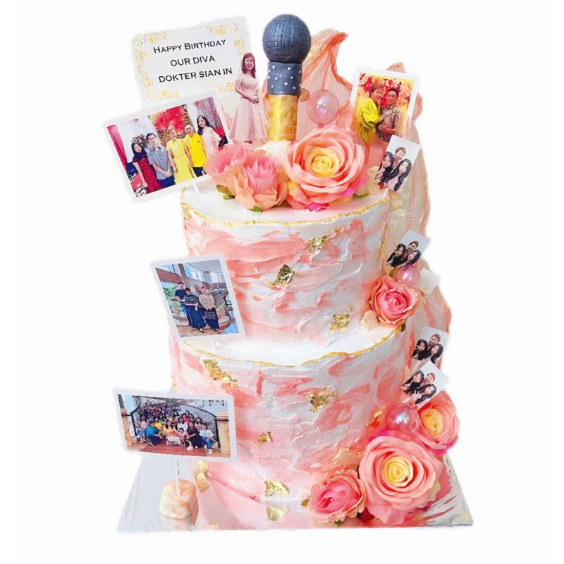 

Cake Rose Flower 2 Tier With Microphone