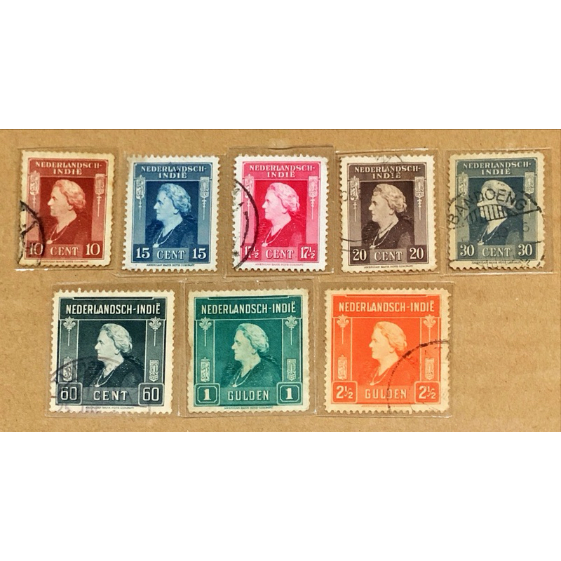 

(BA) PRANGKO NED INDIE 1945 - 1946 (N-49) RATU WILHELMINA 8V SERIES USED.
