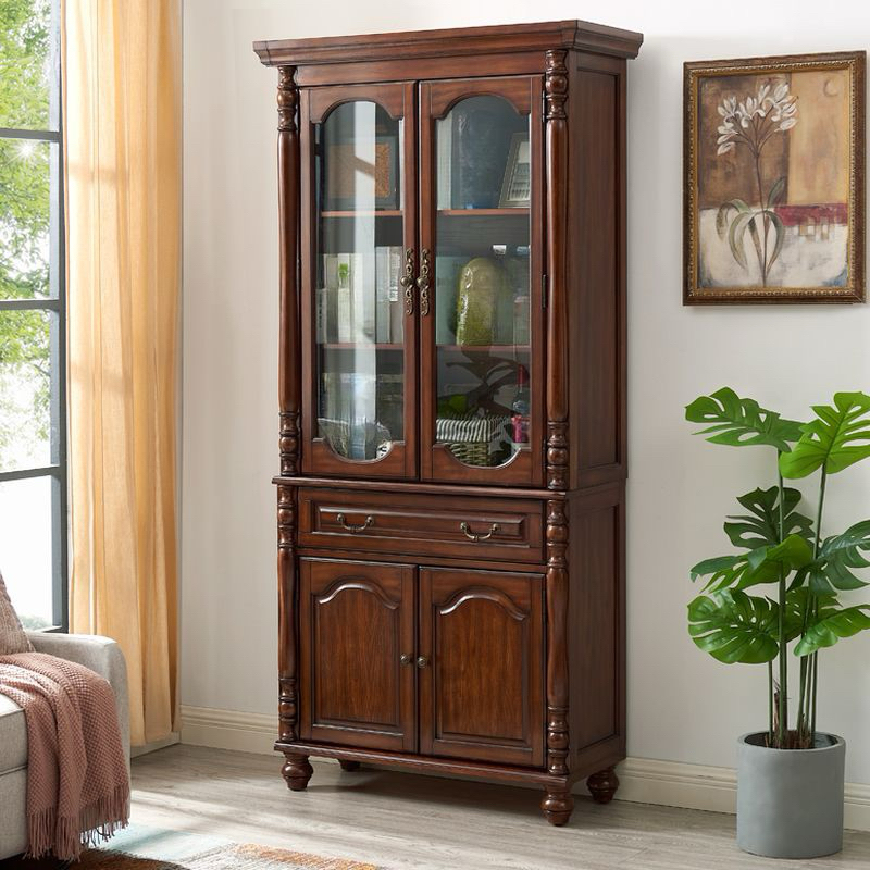 lemari buku clasic bahan kayu jati rak buku lemari kaca menyimpan buku