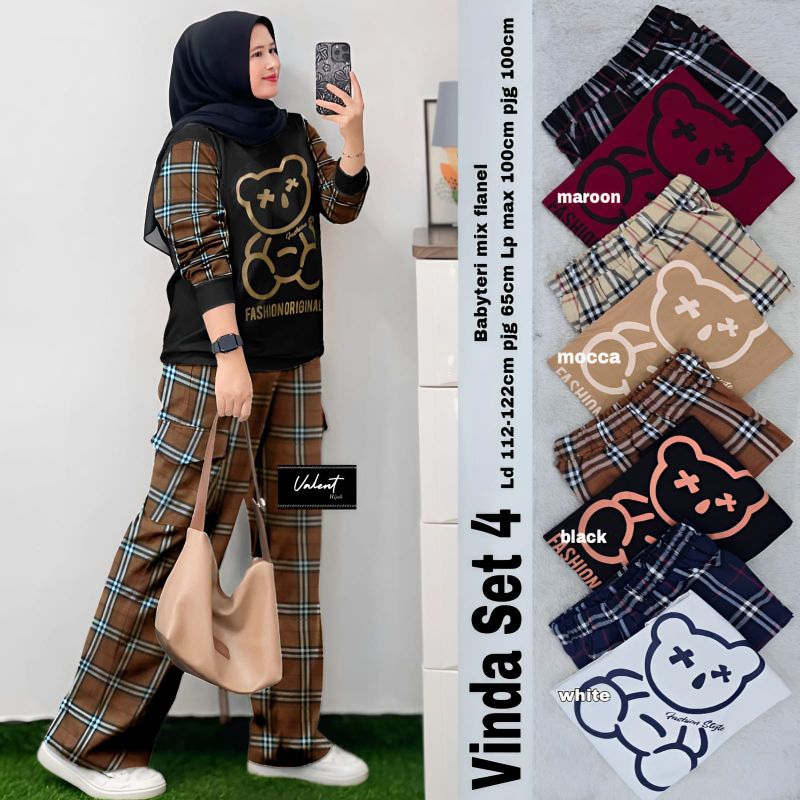 vinda setcel #4 setelan wanita burberry flanel
