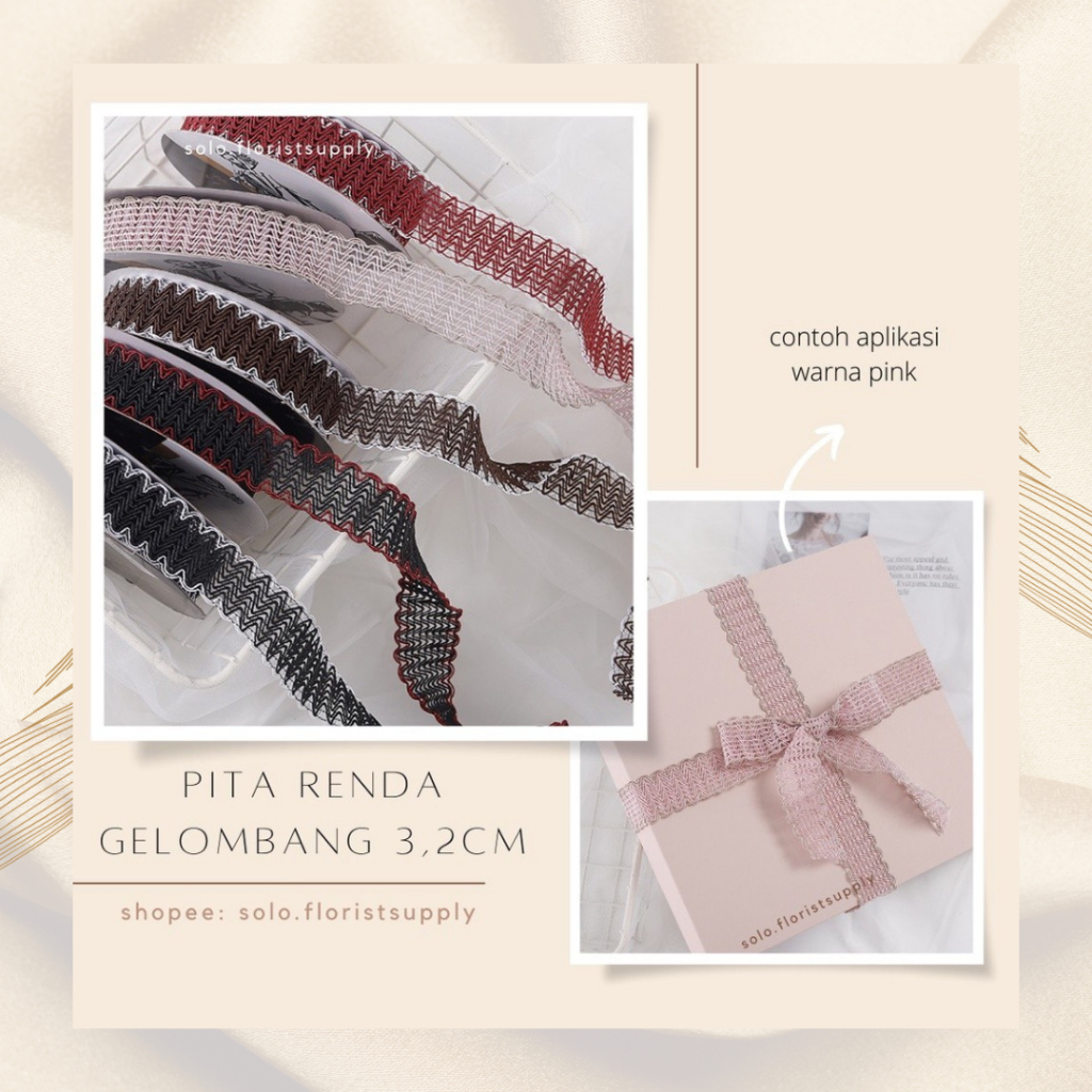 

1M PITA RENDA GELOMBANG LEBAR 3,2 CM PANJANG 1M ROLL RIBBON PITA BUNGA/ FLOWER WRAP KOREAN RIBBON