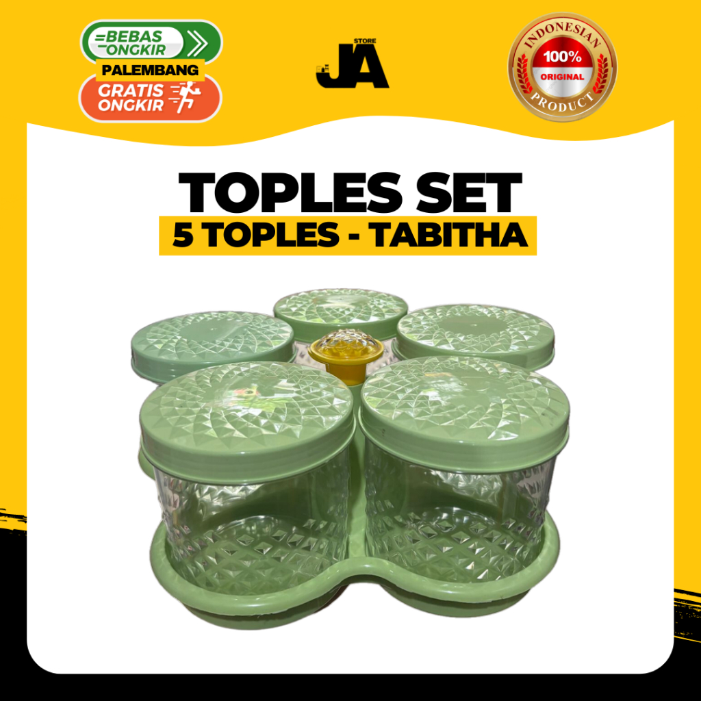 Toples Set Tabitha 5 Toples Plastik + Nampan / Kue Permen Lebaran / Murah Palembang Cantik