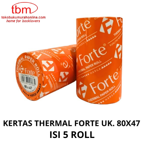 

TBMO 5 Roll Kertas Thermal Struk Kasir 80x47 mm Forte / EDC Printer