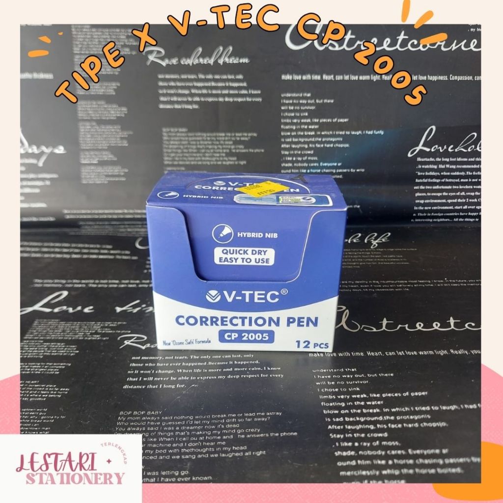 

(1 PCS) Tipe X V-tec | Tipe X cair Mini | Tipe X V-tec CP-2005 | Tipe X Murah | Lestari Stationery
