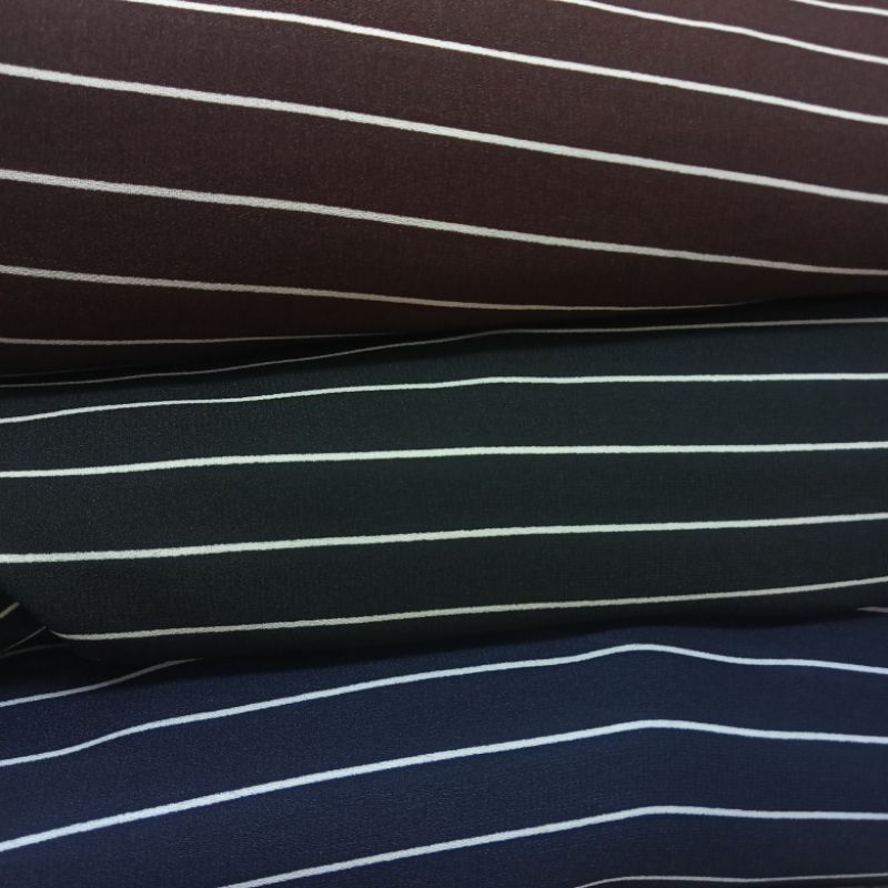 Kain - Kain Lady Zara Crepe Motif Salur Import - Kain Zara Crepe - Kain Meteran Kc | Harga Per Seten