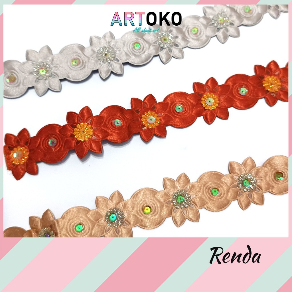 Renda Renda Mutiara Bunga Bundar 5 METER || Bros Bando Dekorasi Hampers Souvenir Pernikahan Perhiasa