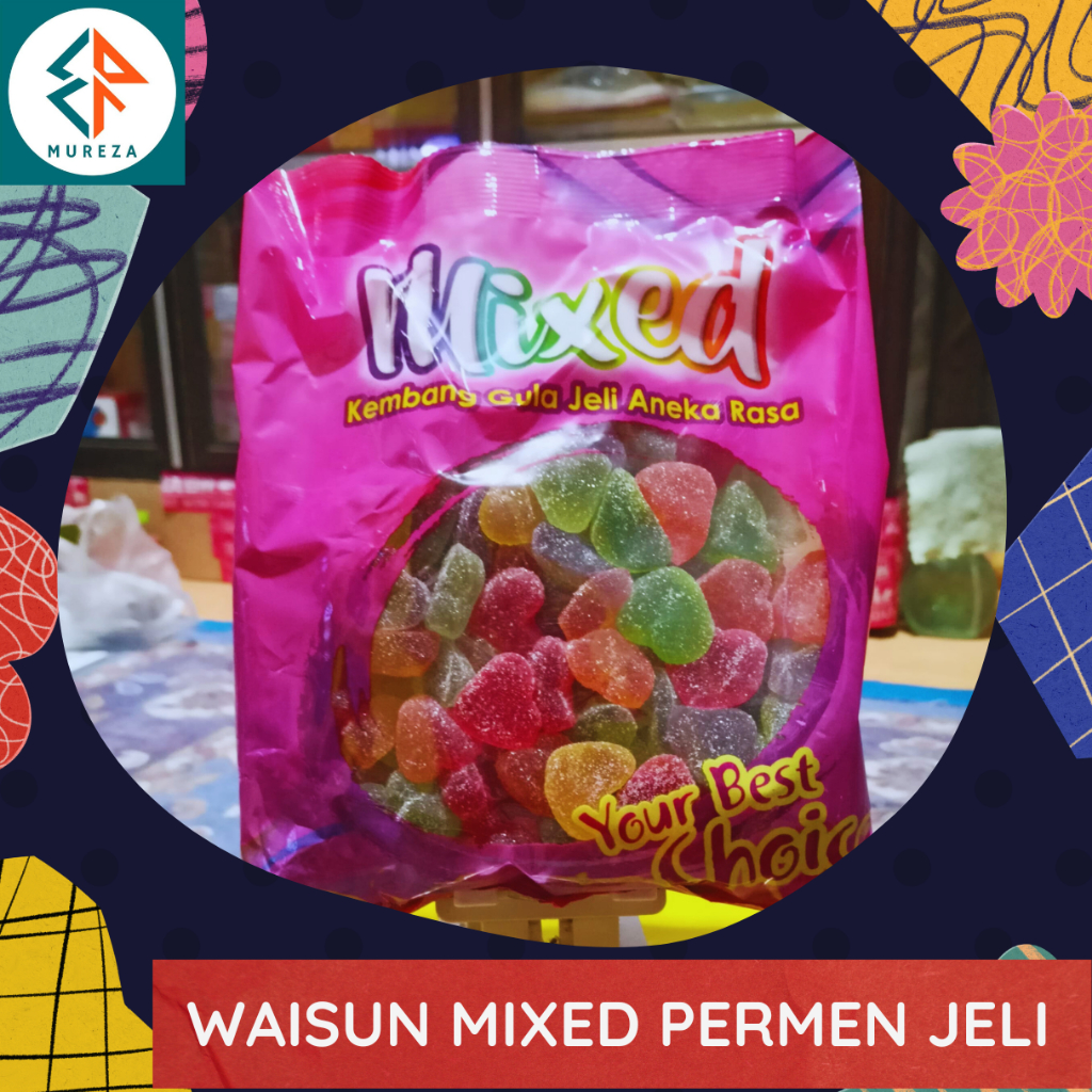 

WAISUN MIXED Kembang Gula Jeli Aneka Rasa, Permen Jeli Enak Rasa Buah Buahan HALAL (1Kg)