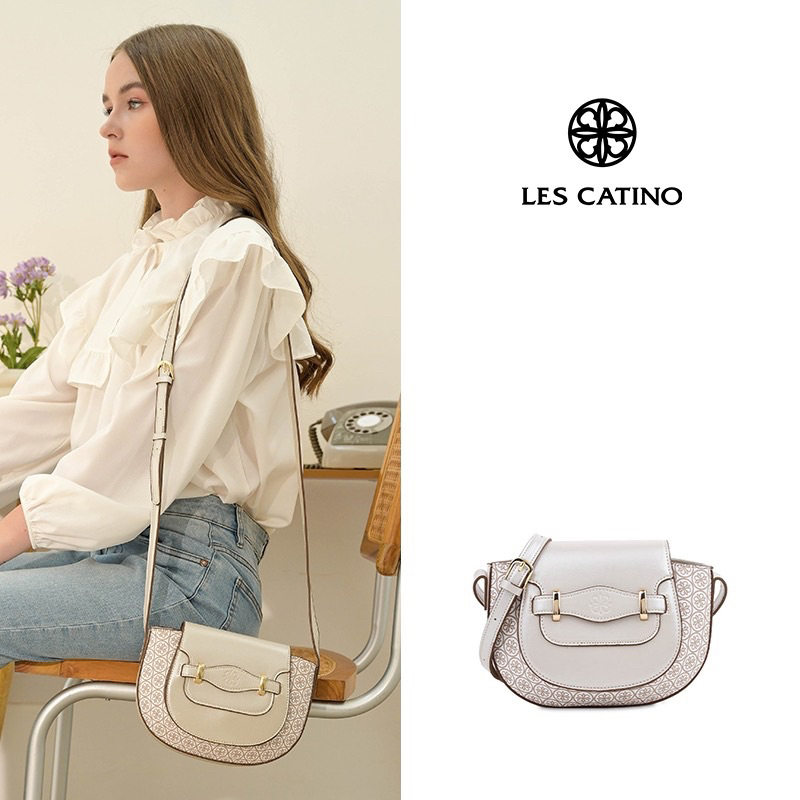 LES CATINO Tas Selempang Wanita Dacota Flap Cb Monogram - Warm Taupe/Prlz Grey