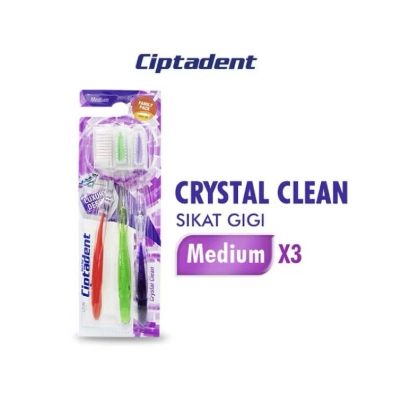 Sikat Gigi Ciptadent isi 3 Family Pack / Sikat Gigi Murah - Crystal Clean