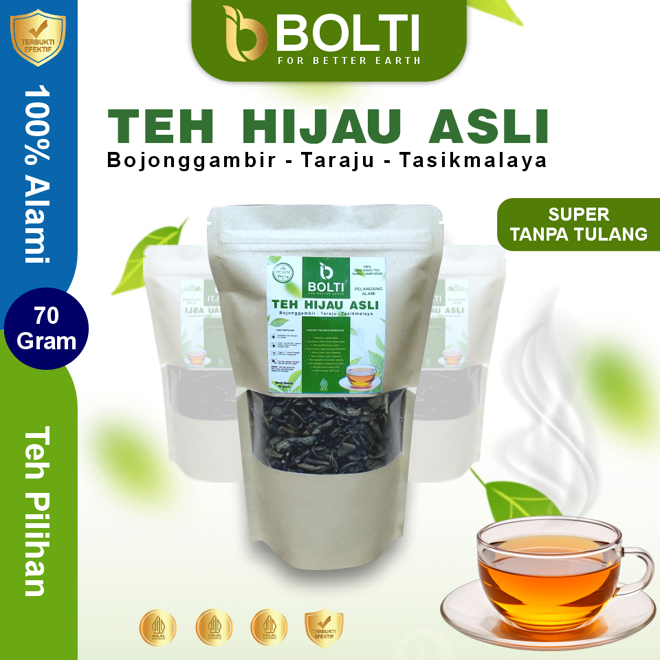 

teh hijau original Cap BOLTI premium tanpa tulang asli taraju green tea diet pelangsing minuman