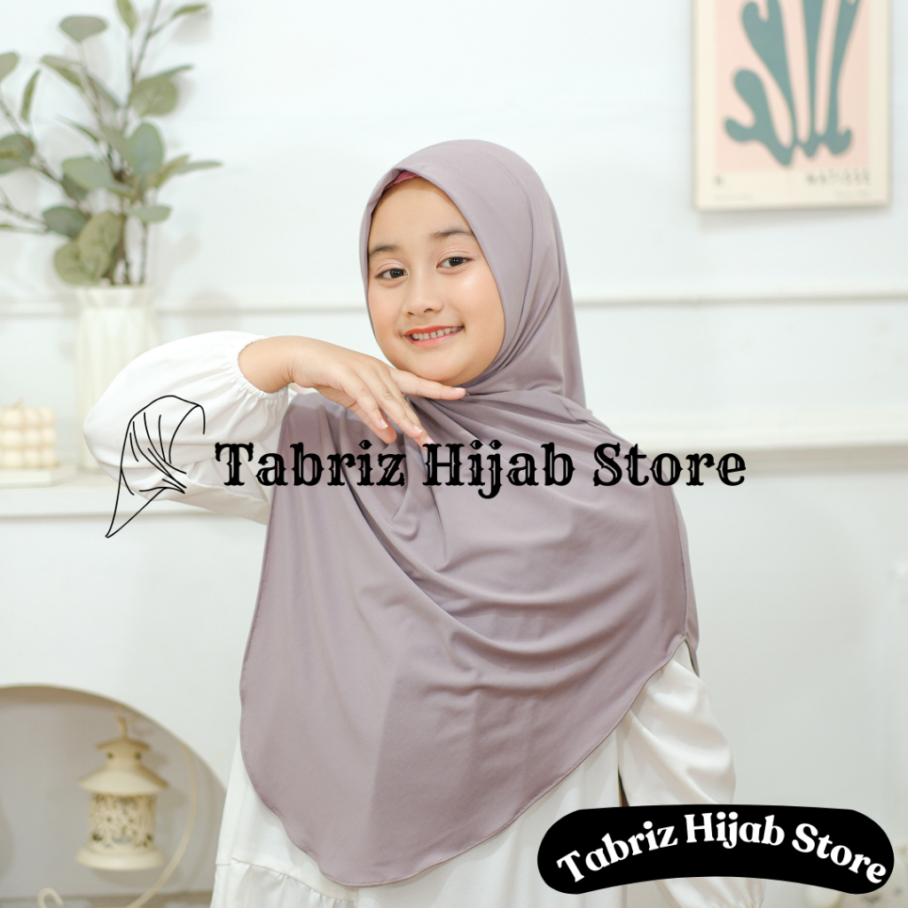 Hijab Instan Jiisoo Anak Sekolah I Kerudung Instan Shireen Anak I Jilbab Anak Oval Putar syar'i Jers