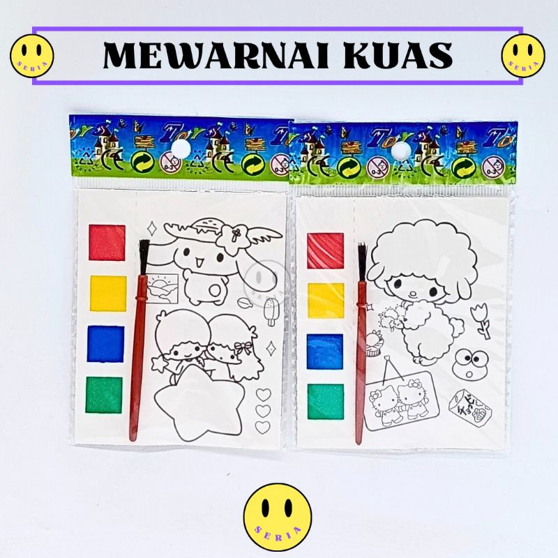 

Mewarnai kuas cat air lembaran isi 20 pcs 2 gambar