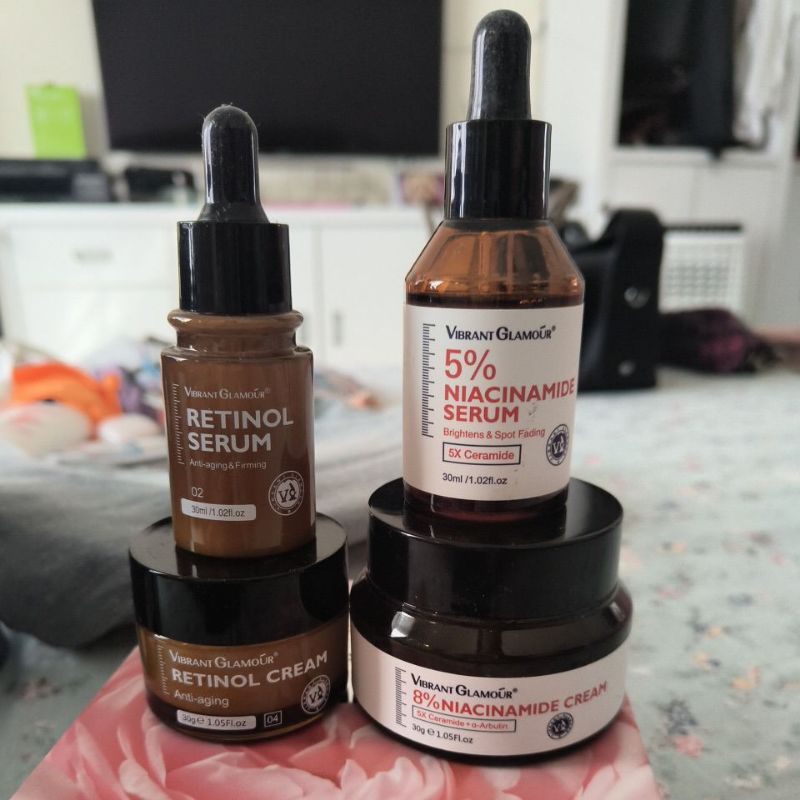 Niacinamide Serum 5% dan Niacinamide Cream 8% dan Retinol Serum dan Retinol Cream Brand dari Vibrant