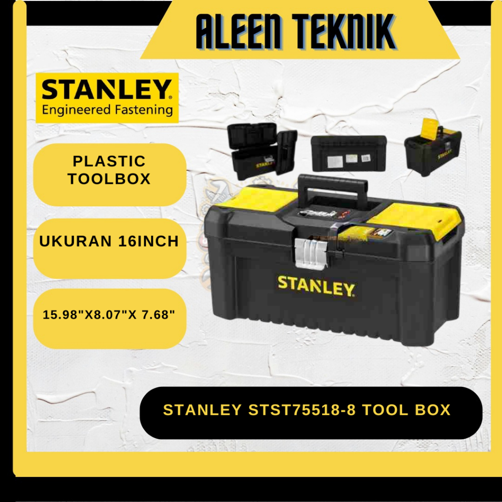 STANLEY STST75518-8 Tool Box Kotak Alat Plastic Tool Box 16" Stanley Toolbox Plastc 16" STST75518-8