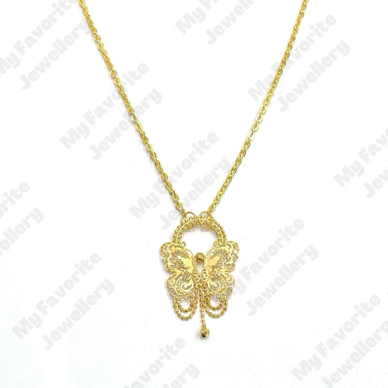 Kalung Fusion Rumbai Kupu-kupu Kalung Emas Asli Kadar 700