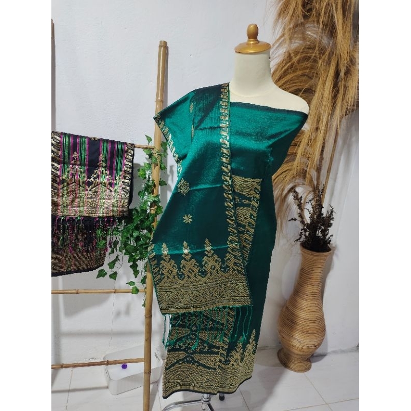 Songket Silungkang warna hijau kumbang jati songket padang