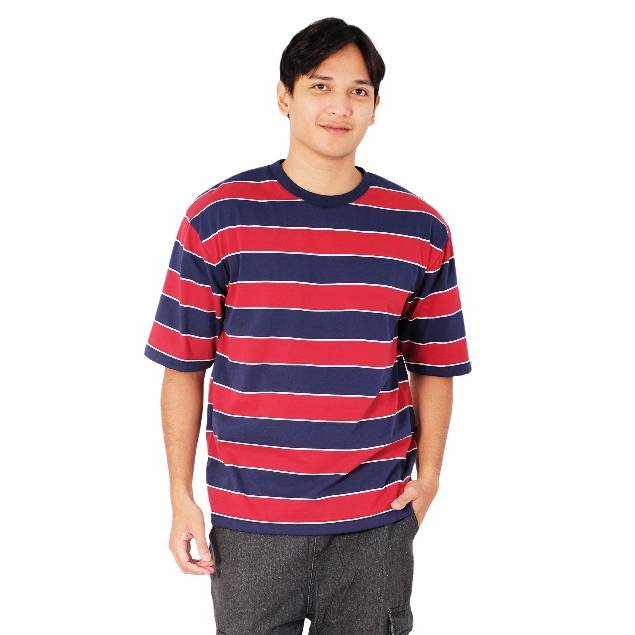 POSHBOY Kaos Oversize Pria Lengan Pendek Oblong warna Merah Navy Lifestyle Original