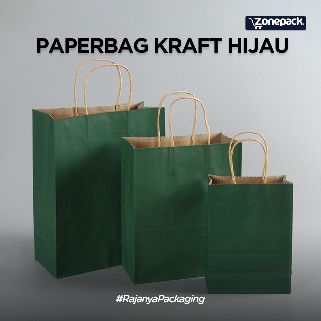 

Paperbag Kraft Polos Warna Hijau | Paperbag Shopping Bag Packing Kerudung Baju | Tas Kertas Polos Kraft | Paper Bag Kado souvenir wedding packing olshop