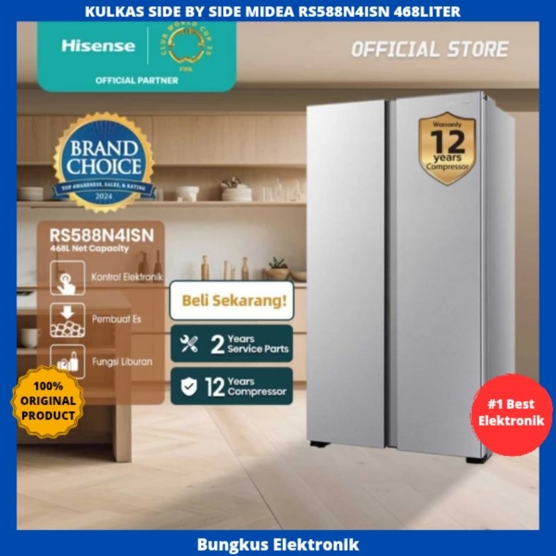 KULKAS SIDE BY SIDE HISENSE RS588N4ISN 468LITER KULKAS SBS HISENSE