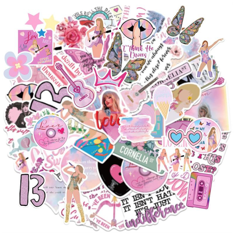 

Stiker Wanita Karakter Pop Art Pink Stiker Taylor Swift