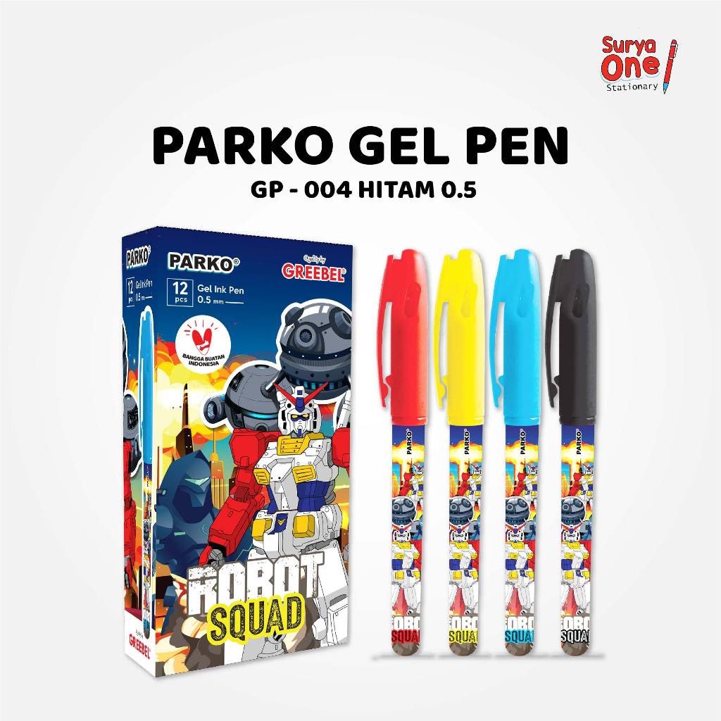 

Bolpen Pulpen Parko / Greebel GP-004 Hitam 0.5 (12PCS/SET) Ballpen Ballpoint Pena Gel Suryaone