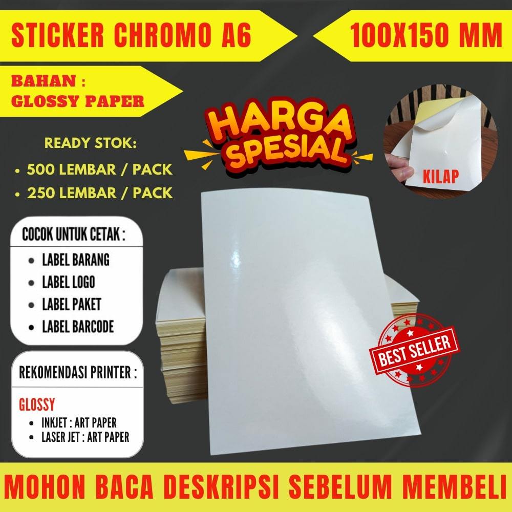 

STIKER CHROMO UK A6 ISI 500 LEMBAR / KERTAS STICKER CHROMO UKURAN 10X15