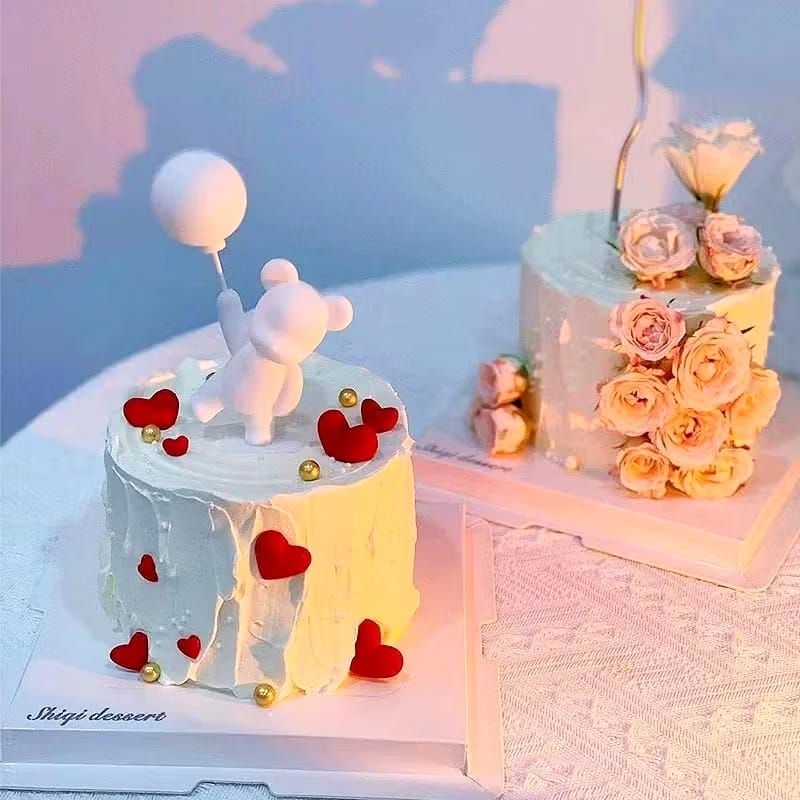 {YM} TOPPER KUE TEDDY BEAR BERUANG LOVE PAJANGAN KUE ULANG TAHUN BERUANG BALON GOLD VALENTINE / PAJA