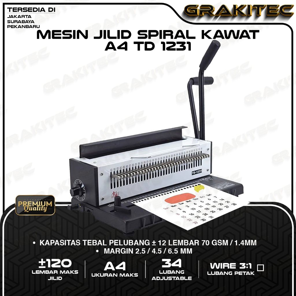 

Grakitec Mesin Jilid Spiral Kawat A4 TD-1231