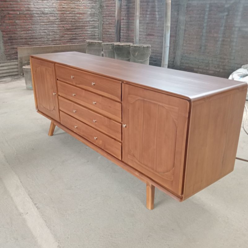 meja kabinet TV minimalis kayu jati