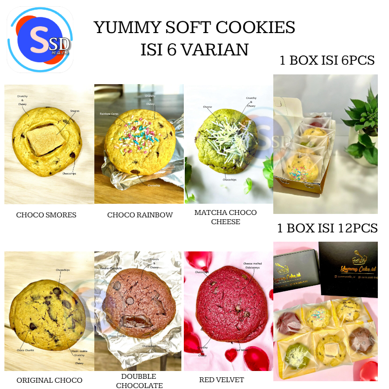 

[SSD] SOFT COOKIES YUMMY ISI 6PCS DAN 12PCS / COOKIES ENAK DAN LEZAT /CHOCO COOKIES / MATCHA COOKIES / CHOCO CHIP COOKIES