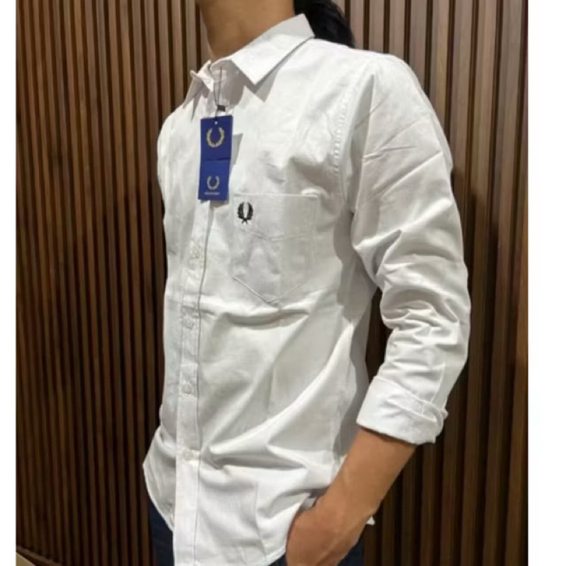 PROMO / BAHAN PREMIUM / KEMEJA BRANDED PRIA kemeja fred pery putih polos kemeja lengan pajang pria