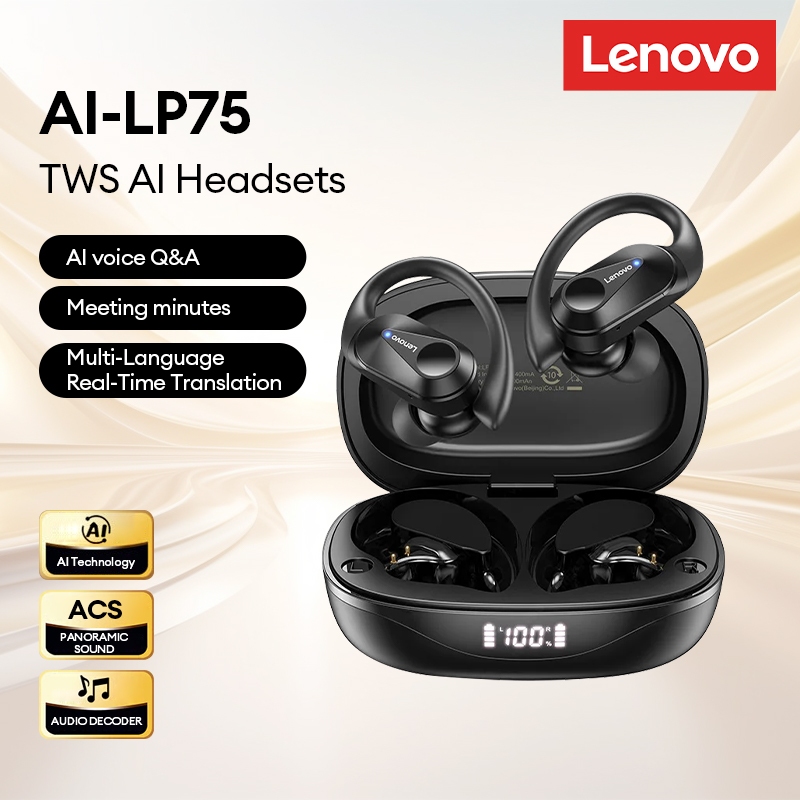 Lenovo Thinkplus LP75 AI OWS Super Wireless Bluetooth 5.3 Earphones Support Two-way Translation Smar