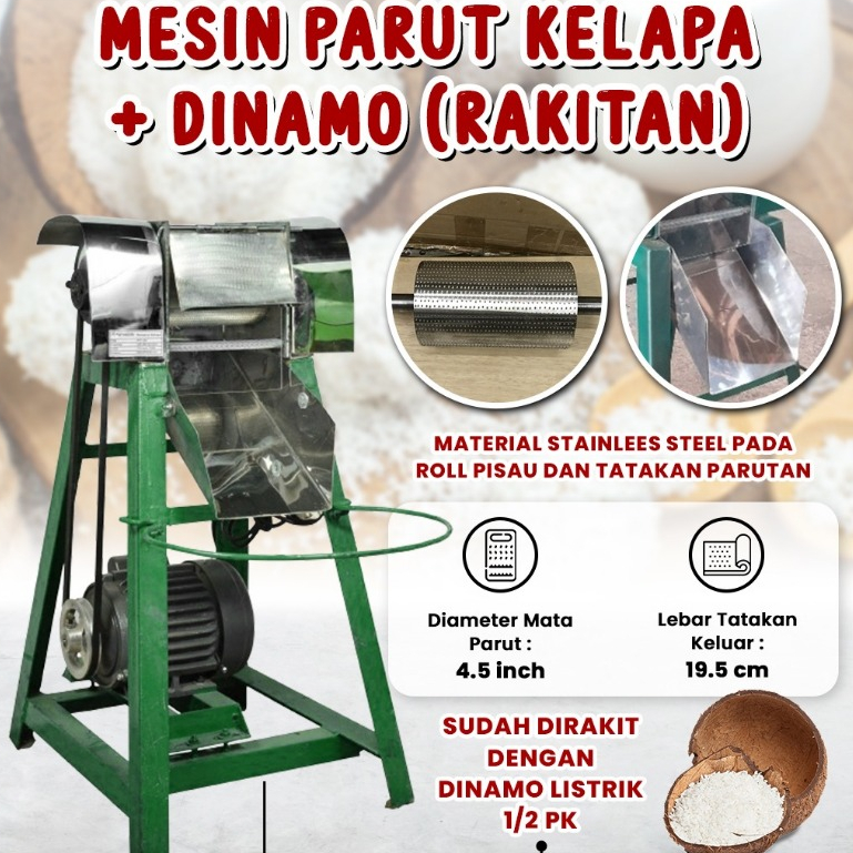 OSSEL Mesin Parut Kelapa Panther  Rangka /Penggerak Dinamo 1/2 HP / Penggerak Engine GX 220 -OSSEL